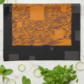 オレンジ色の警告フロート抽象芸術ハロウィーンブラックボックス キッチンタオル (折り畳み)