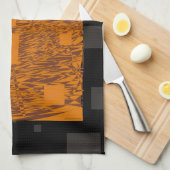 オレンジ色の警告フロート抽象芸術ハロウィーンブラックボックス キッチンタオル (四つ折り)