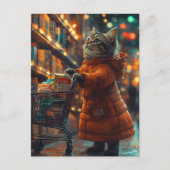 オレンジ色の買い物服を着たかわいい子猫 ポストカード (正面)