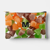 オレンジ色の赤いガムキャンディを振りかける砂糖モノグラム アクセサリーポーチ (正面)