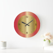 オレンジ色の赤いキッチンクロック縁ど付きゴールデングロー ラージ壁時計 (ホーム)