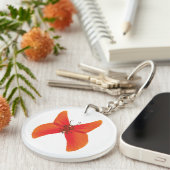 オレンジ色の赤いケシの蝶あなたの名前 キーホルダー (正面右)