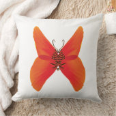 オレンジ色の赤いケシの蝶あなたの名前 クッション (ブランケット)