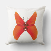 オレンジ色の赤いケシの蝶あなたの名前 クッション (正面)