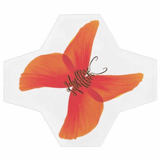 オレンジ色の赤いケシの蝶あなたの名前 サッカーボール (フラット)