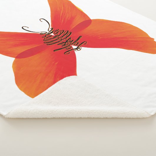 オレンジ色の赤いケシの蝶あなたの名前 シェルパブランケット (3/4)