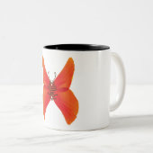 オレンジ色の赤いケシの蝶あなたの名前 ツートーンマグカップ (正面右)