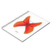 オレンジ色の赤いケシの蝶あなたの名前 ノートブック (左側)