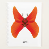 オレンジ色の赤いケシの蝶あなたの名前 プランナー手帳 (正面)