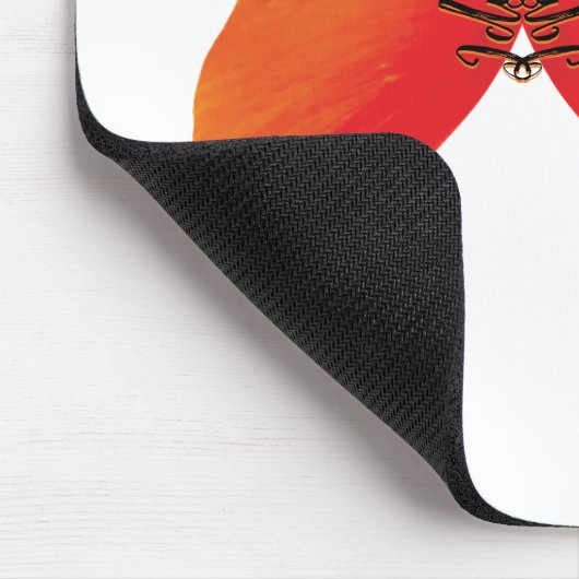 オレンジ色の赤いケシの蝶あなたの名前 マウスパッド (コーナー)