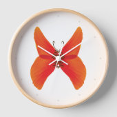 オレンジ色の赤いケシの蝶あなたの名前 壁時計 (正面)