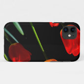 オレンジ色の赤いチューリップ花黒い背景 Case-Mate iPhoneケース (裏面(横))