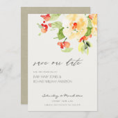 オレンジ色の赤いバラの水の色のフローラ日付を保存 セーブザデート (正面/裏面)