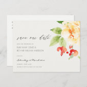 オレンジ色の赤いバラの水の色のフローラ日付を保存 案内ポストカード (正面/裏面)