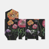 オレンジ色の赤いポピーがブラックフローラ結婚のケーキボックスに フェイバーボックス (折り畳みなし)