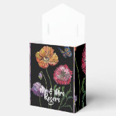 オレンジ色の赤いポピーがブラックフローラ結婚のケーキボックスに フェイバーボックス (オープン)