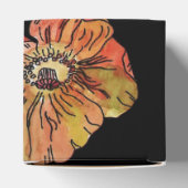 オレンジ色の赤いポピーがブラックフローラ結婚のケーキボックスに フェイバーボックス (上部)