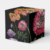 オレンジ色の赤いポピーがブラックフローラ結婚のケーキボックスに フェイバーボックス (裏面サイド)