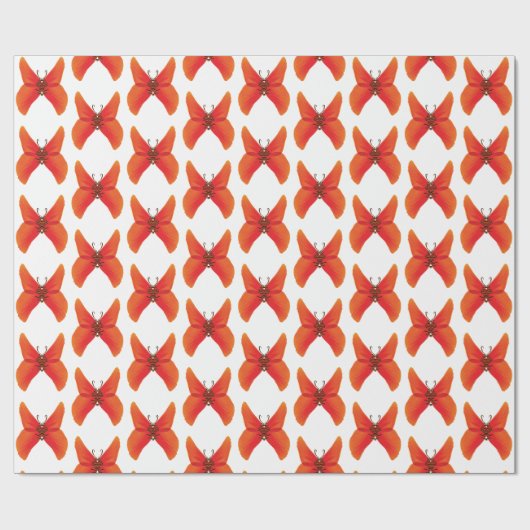 オレンジ色の赤いポピーのバターファイルあなたの名前 ラッピングペーパー (フラット)