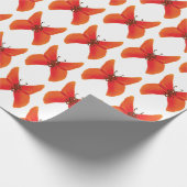 オレンジ色の赤いポピーのバターファイルあなたの名前 ラッピングペーパー (角)