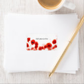 オレンジ色の赤いポピーの花が白に咲く ラベル (インサイチュ)