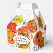 オレンジ色の赤いポピーの花のパターンの水の色結婚の フェイバーボックス (正面)