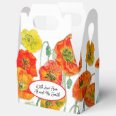 オレンジ色の赤いポピーの花のパターンの水の色結婚の フェイバーボックス (見開き)