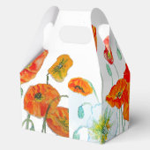 オレンジ色の赤いポピーの花のパターンの水の色結婚の フェイバーボックス (裏面)