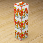 オレンジ色の赤いポピーの花のパターン水色 ワインギフトボックス<br><div class="desc">赤ポピーWatrecolor花パターン紙パーティープレート。私のオリジナルの水色から設計。</div>