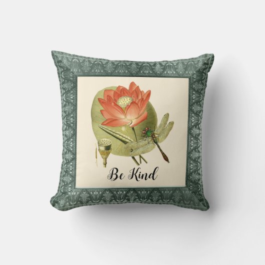 オレンジ色の赤いユリのトンボと優しいヴィンテージ クッション (正面)