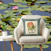 オレンジ色の赤いユリのトンボと優しいヴィンテージ クッション