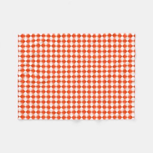 オレンジ色の赤い格子模様 フリースブランケット (正面(横))