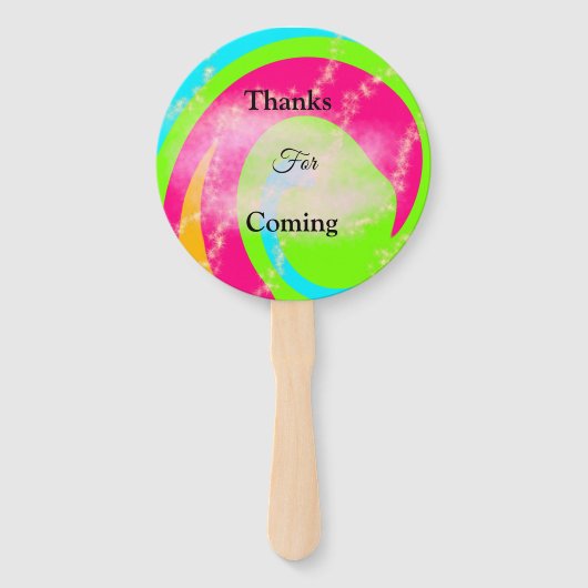 オレンジ色の赤い水絵を描色の手のカスタム ハンドファン (裏面)