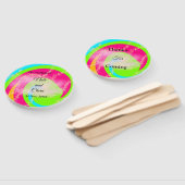 オレンジ色の赤い水絵を描色の手のカスタム ハンドファン (組立なし)