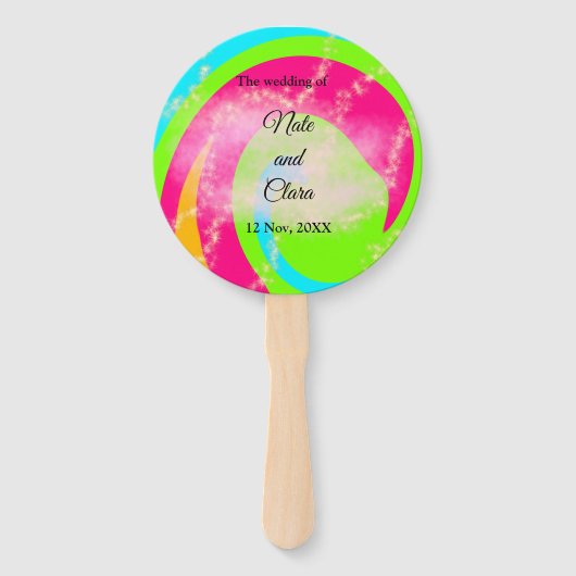 オレンジ色の赤い水絵を描色の手のカスタム ハンドファン (正面)