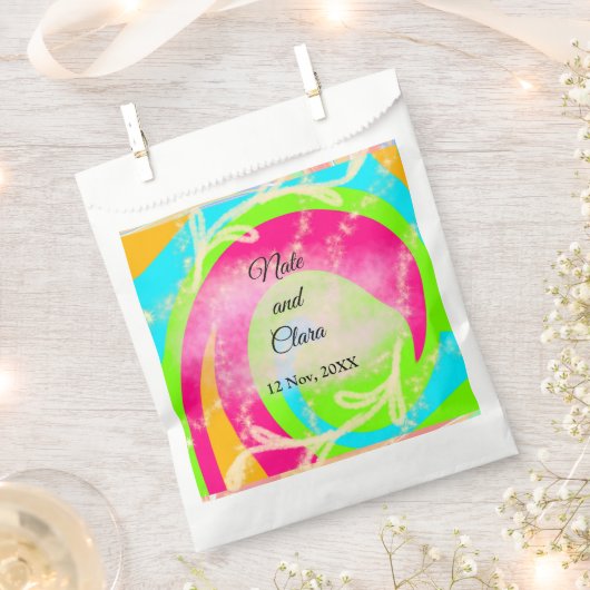 オレンジ色の赤い水絵を描色の手のカスタム フェイバーバッグ (クリップ留めされた状態)