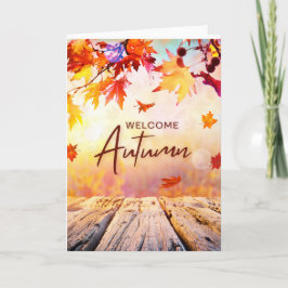 オレンジ色の赤い自然な秋の季節 カード