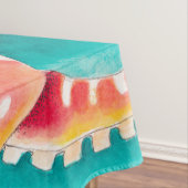 オレンジ色の赤い触手タコ水色 テーブルクロス (インサイチュ)