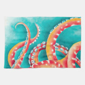 オレンジ色の赤い触手 キッチンタオル (横)