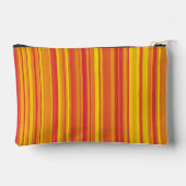 オレンジ色の赤い黄色のストライプ アクセサリーポーチ (裏面)