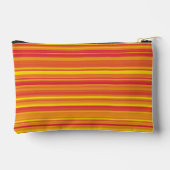 オレンジ色の赤い黄色のストライプ アクセサリーポーチ (裏面)