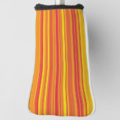オレンジ色の赤い黄色のストライプ ゴルフヘッドカバー (回転90)