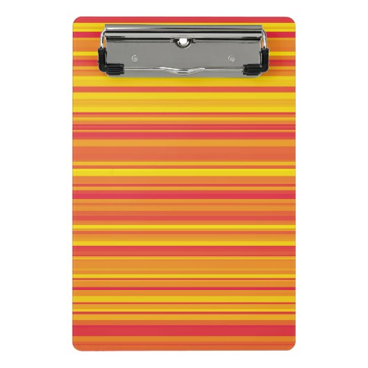 オレンジ色の赤い黄色のストライプ ミニクリップボード (正面)
