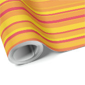 オレンジ色の赤い黄色のストライプ ラッピングペーパー (ロールコーナー)