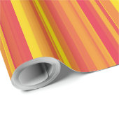 オレンジ色の赤い黄色のストライプ ラッピングペーパー (ロールコーナー)