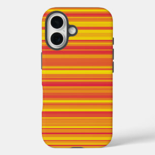 オレンジ色の赤い黄色のストライプ iPhone 16ケース