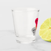 オレンジ色の赤い黄色の灰色のハロウィーン幽霊パターンw t ショットグラス (左)