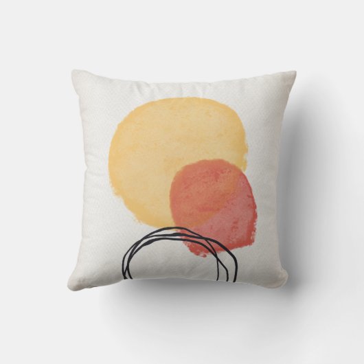 オレンジ色の赤い黒の抽象芸術水の色のシェイプ クッション (裏面)