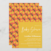 オレンジ色の赤ちゃんシャワーのかわいいヴィンテージレモン 招待状 (正面/裏面)