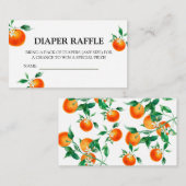 オレンジ色の赤ちゃんシャワー、赤ちゃんシャワーおむつラッフル エンクロージャーカード (正面/裏面)